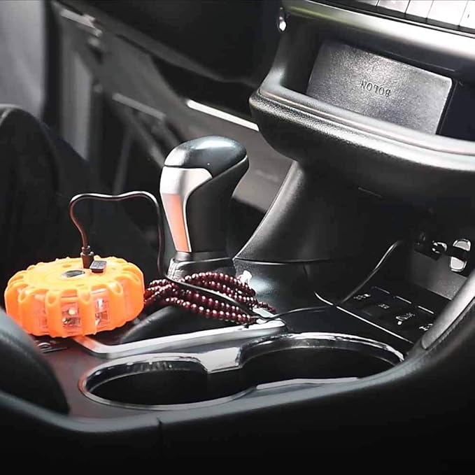 USB Rechargeable LED Road Flares Emergency Lights-Roadside Warning Car Safety Beacon Flashing Disc Flare Kit with Magnetic Base for Vehicles & Boat | 12 Beacon Disc Pack