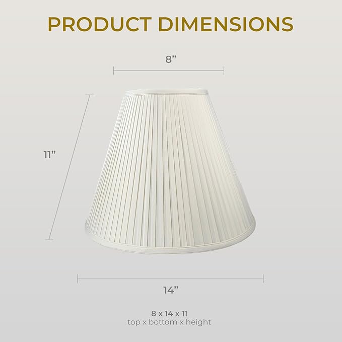 Royal Designs, Inc. Deep Empire Side Pleat Basic Lamp Shade, BSO-728-14WH-2, White, 8 x 14 x 11, Set of 2