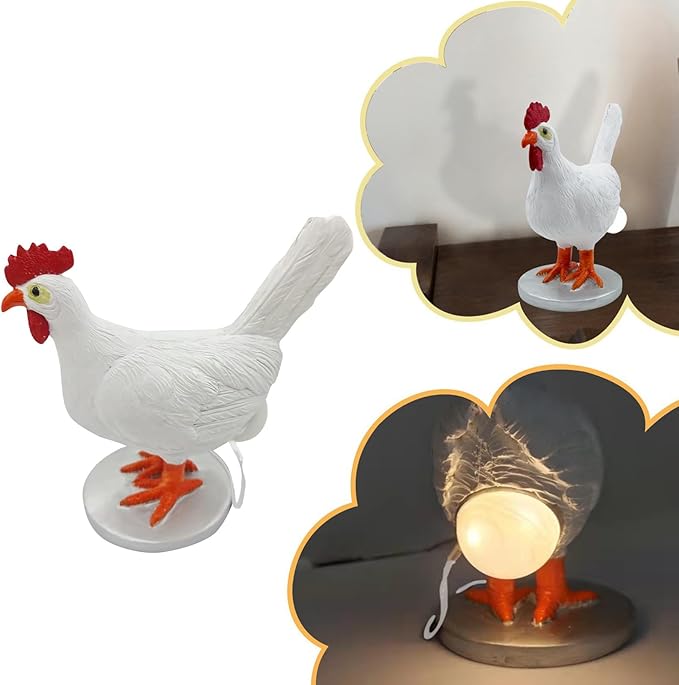 Chicken Egg lamp, LED 3D Hen Egg Lamp Cute Night Light, Resin Chicken Eggs Night Light with USB for Study Room Decoration, Easter, Christmas, Birthday Gifts