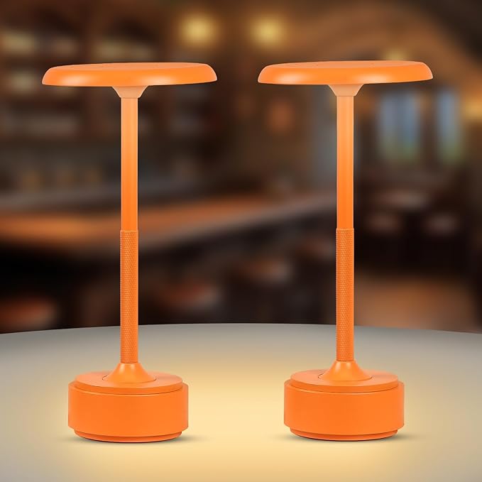 5200mAh Rechargeable Cordless LED Table Lamps Touch Sensor Light, 3-Levels Portable Dimming Wireless Battery Operated Lamp,Night Light/Restaurant Table/Outdoor/Coffee/Bar (Orange Set of 2)
