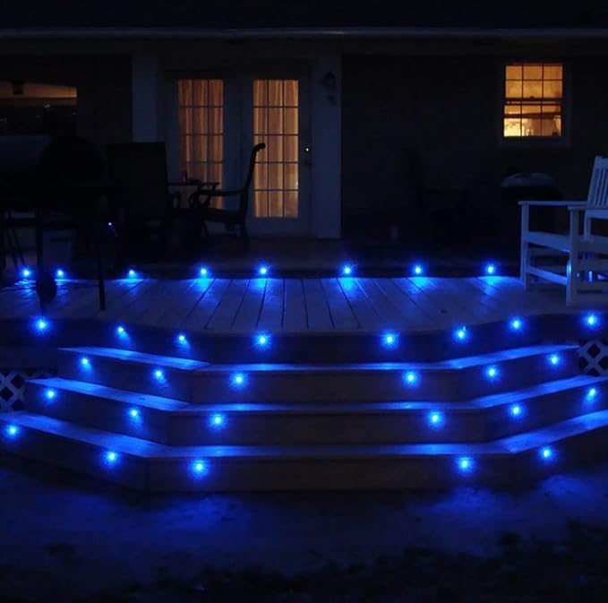 LED Deck Lights 0.7" Tiny Deck Driveway Light Dock Path Step Road Light Outdoor and Indoor Decoration Security Lighting (Blue, 6pcs)