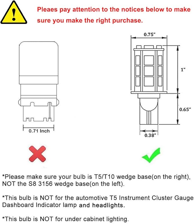 T5 T10 Wedge Base LED Light Bulb High Brightness 12V 3W 2700K-3000K Warm White for Outdoor Landscape Lighting Deck Stair Step Path Lights and RV Lighting 2pcs