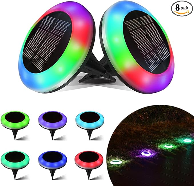 20 Lumens Colorized Solar Ground Lights,Solar Pool Lights with Mutiple Color Functions for Pool Area, Pathway, Patio, Yard, Path, Lawn and Garden