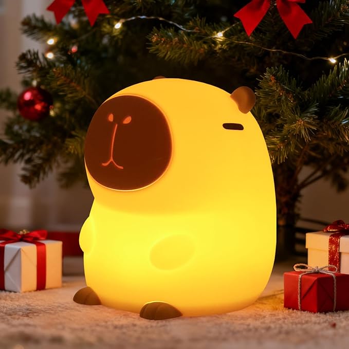 Capybara Night Light, 50-Hour Battery & Pat Control, Squishy Animal Lamp for Kids Room, USB Rechargeable with Timer, Easter Gifts