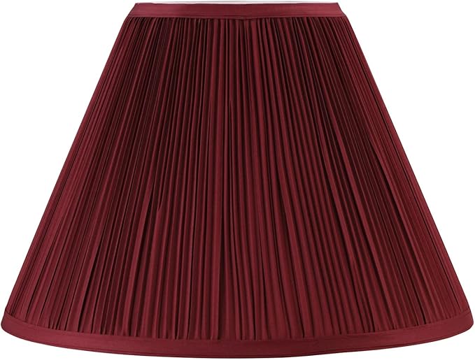 Aspen Creative 33169, Mushroom Pleated Traditional Rich Red Spider Lamp Shade, 6-1/2" Top x 15" Bottom x 11" Slant