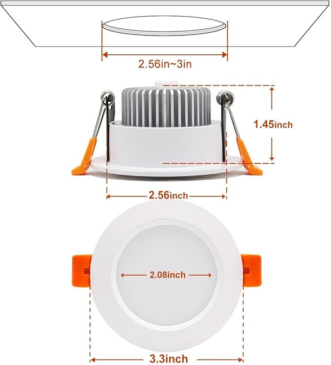 YGS-Tech 3 Inch LED Recessed Lighting, Dimmable Downlight 5W(40W Halogen Equivalent), CRI80, 5000K Daylight White, Ceiling Light with LED Driver(10 Pack)