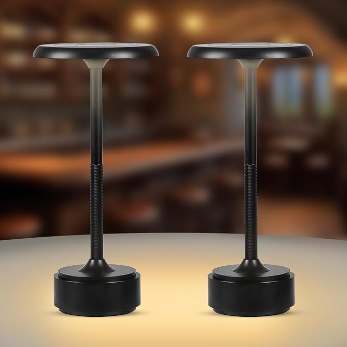 5200mAh Rechargeable Cordless LED Table Lamps Touch Sensor Light, 3-Levels Portable Dimming Wireless Battery Operated Lamp,Night Light/Restaurant Table/Outdoor/Coffee/Bar (Black Set of 2)