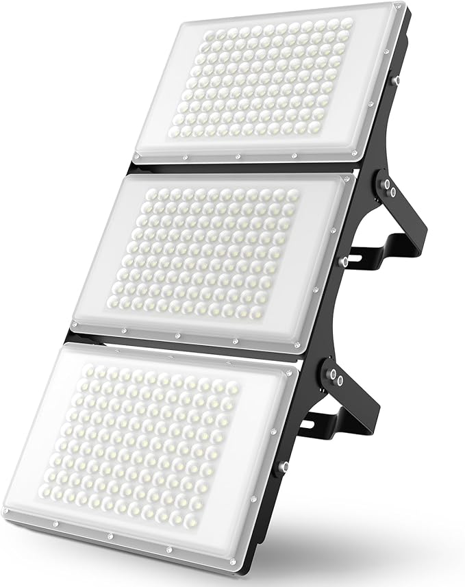600W LED Flood Light 6000K Daylight White 60000LM, Wider Lighting Angle, IP66 Waterproof for Commercial Parking Lot Lights, for Yard Street Stadium Outdoor Area Floodlight Bright Security Lights