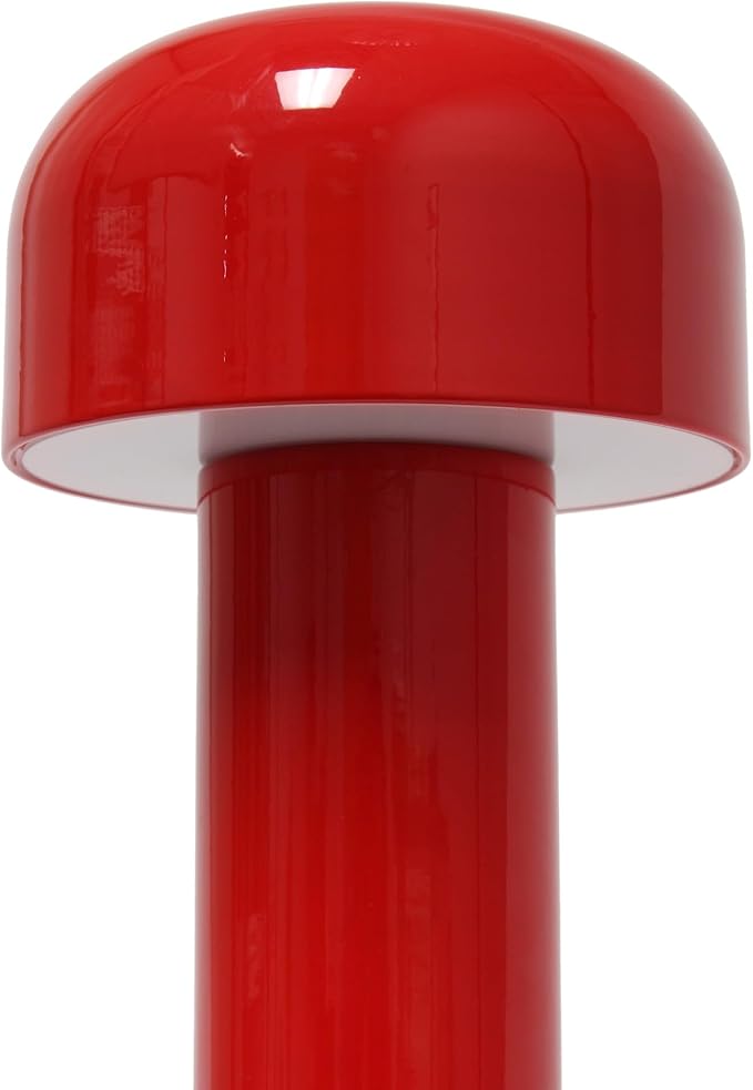 Simple Designs LD1070-RED 8.26" Mushroom Magic Mini Dome Dimming LED Touch Lamp, Portable and Rechargeable, Red
