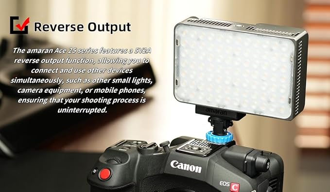 Amaran Ace 25c RGB LED Video Light with Grid, Full Color 2300-10000K Bi-Color,4500mAh Rechargeable Battery & PD Fast Charging,Portable for Photography/Filmmaking/Vlogging (White)