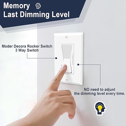 Dimmer Switches for LED Lights,Greencycle 4PK 3 Way Dimmer Switch for Dimmable 150W LED CFL Light,600W Halogen and Incandescent,15A 120V,Neutral Wire Not Required,Residential/Commercial,ETL Listed