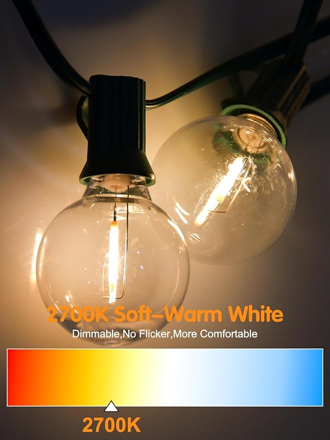 SUNSGNE 25 Pack G40 LED Replacement Light Bulbs, 0.6 Watt Globe String Light Bulbs, Waterproof Replacement Bulbs for Outdoor String Lights, Warm White