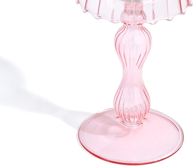 Desk Lamp Shaped Glass Candle Holder - Glass Hurricane Candleholder Crystal Decorative Candle Stand for Table Wedding Dinning Centerpieces Party Supplies Festival Decor Pink