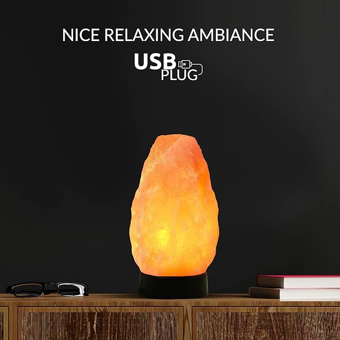 Himalayan Glow Salt Lamp - Multi-Color USB Himalayan Salt Lamp with Dimmer Control | LED Bulb | Plastic Base | Amber Glow, Idle for Gift, Decor & Desk