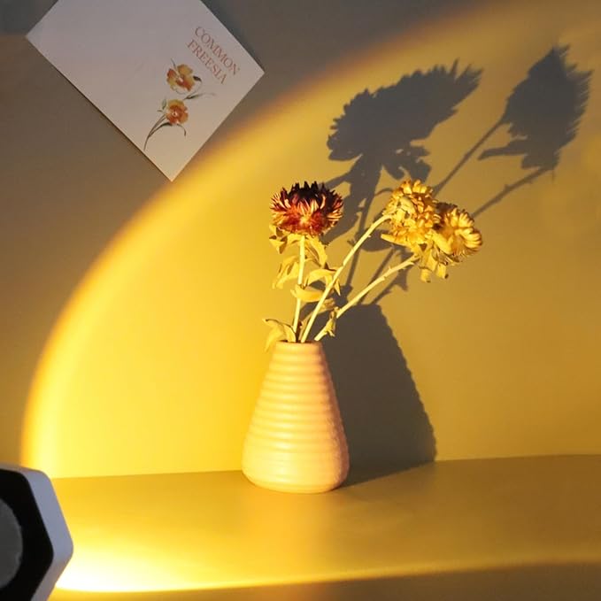 2-Pack Sunset Lamp Projection Hexagonal Colorful Sunset Red Wall Lamp LED Touch Control Two Brightness Adjustable Cabinet Decorative Light