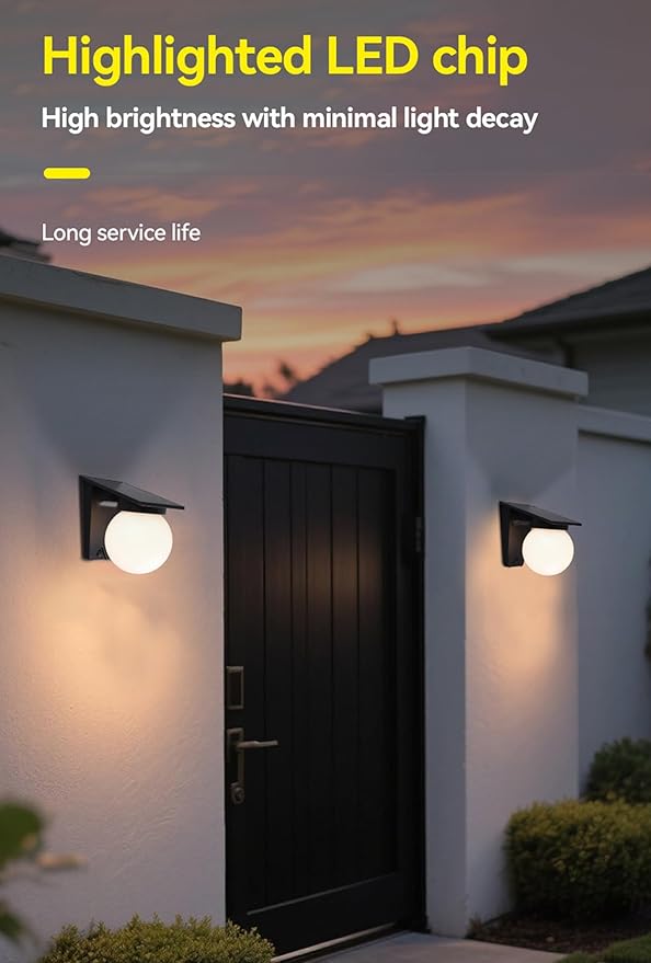 Solar Porch Lights Outdoor, Dusk to Dawn Solar Wall Lights Outdoor Ip65 Waterproof, 3 Color, 3600mAh Wall Lanterns for Patio, Garage, Entryway, Garden