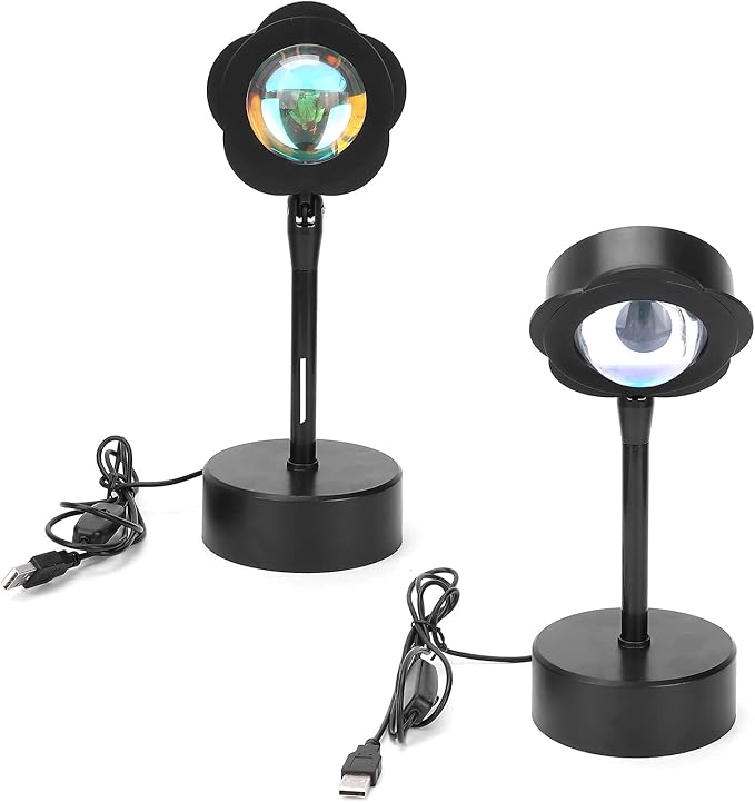 Sunset Projection Lamp, LED Atmosphere Light with 180 Degree Rotation, High Saturation Soft Beam Rainbow Halo Projector for Room Decor Photography Studio (Sun)