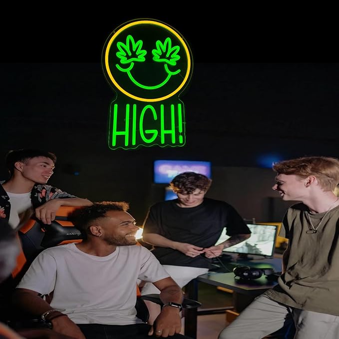 Green High Face Neon Sign for Wall Decor Green Leaf High Face Neon Light Dimmable Light Sign Wall Decor for Man Cave Bar Bedroom Shop Hotel Garage Decor Gifts for Men