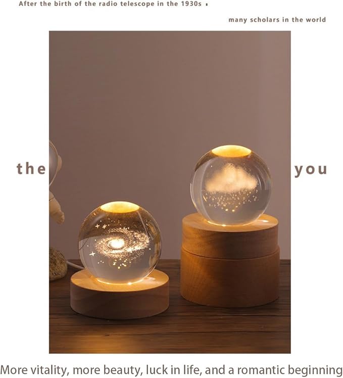 3D Crystal Ball Night Light Mood Lighting Cozy Comfort Gifts Home Decor lamp for Bedroom Space Lamps Happy Cozy Comfort Gifts (Dandelion)