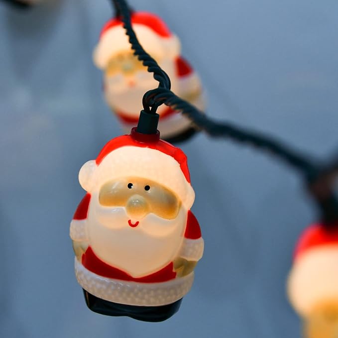 10 Light Santa Head Light Set - 8.5Ft Christmas Santa Claus Decorations String Lights with 10 Santa Claus Decorations Lights, Santa Claus Novelty Fairy Lights for Party Kid's Room Xmas Tree Decor
