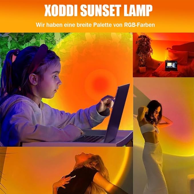Sunset Lamp Projector Led Lights with Remote, Sunset Lamp for Bedroom Aesthetic Room and Decor Home 16 Colors Night Light 360° Rotation Rainbow Lights Gifts for Women