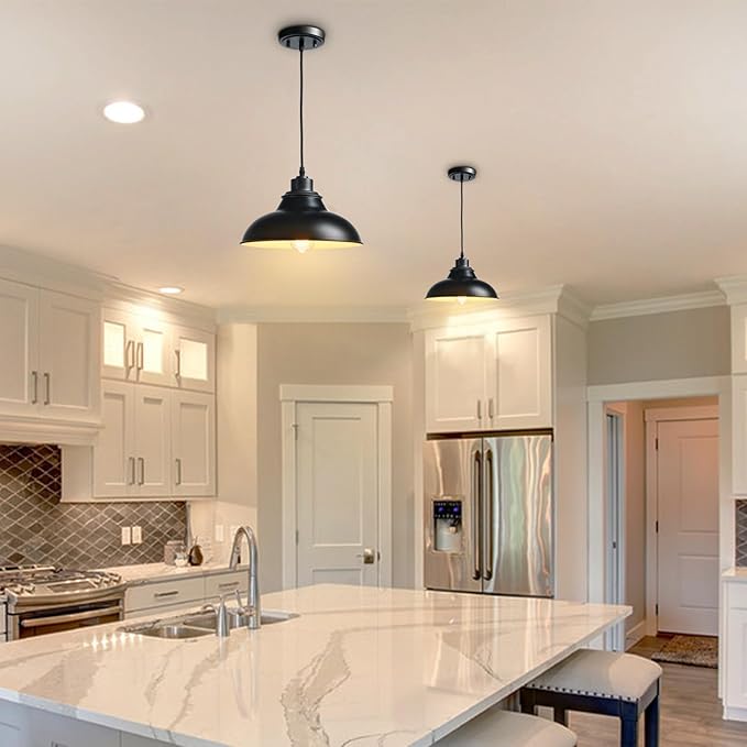 Black Pendant Lights Kitchen Island Farmhouse Pendant Lights Modern Hanging Pendant Light for Dinning Room Living Room Bedroom Bar