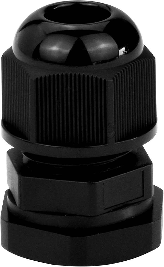 Conextlink 5pcs Waterproof IP68 Nylon Firewall Bushing Grommet Cable Gland Joint Adjustable Locknut Protectors for Power Cable (8 Gauge, Black)