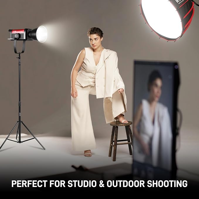 GVM 500W LED Video Light, APP Control, 2700K-6800K CCT, 227040lux@1m with Standard Cover, 12 Dynamic Effects, Bluetooth Control for Photography, Studio, and Video