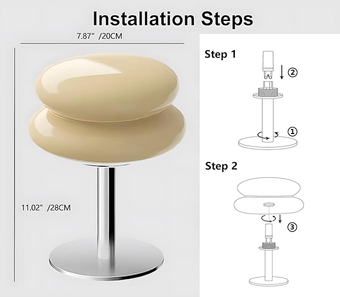 Mushroom Lamp Table Lamp for Night Stands,Mid Century Modern Desk Lamps for Bedroom, Vintage Dimmable Bedside Small Lamps, Cute Cool Home Room Aesthetic Decor for Living Room (Copper)