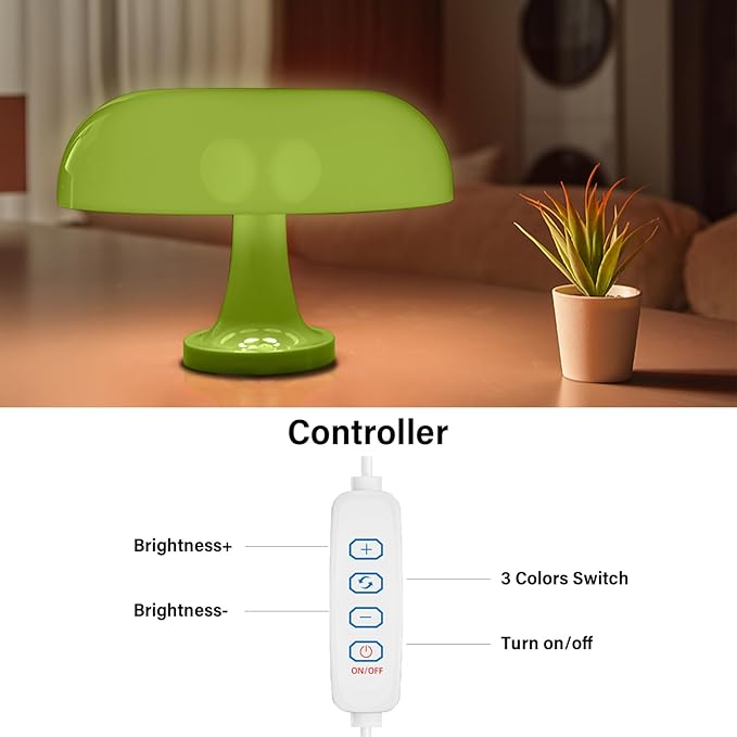 Cordless Mushroom Table Lamp, Rechargeable Orange Bedside Lamp with Touch Control and 3 Color Stepless Dimming, Portable Desk Lamp for Dinner/Restaurant/Bedroom (W11'' x H7.67'')