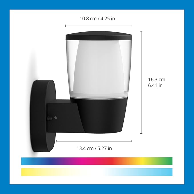 WiZ Connected Wiz Wi-Fi LED Smart Color Changing Elpas Wall Light - Pack of 2 - Outdoor - Weatherproof - Control App - Works with Google Home, Alexa and Siri Shortcuts - No Hub Required