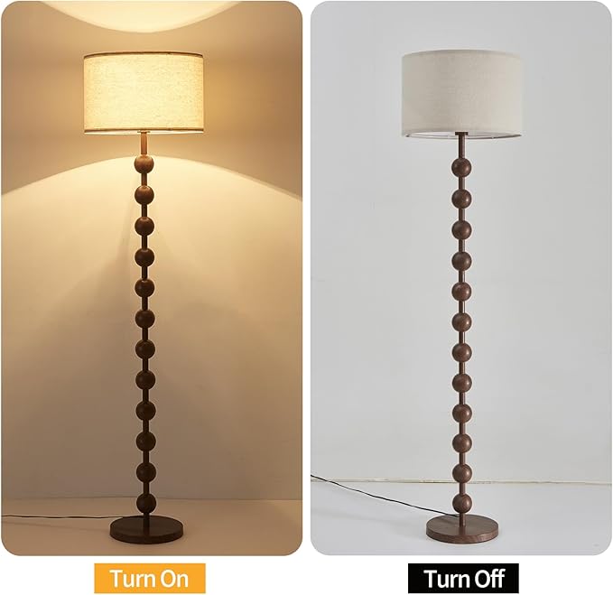 Modern Dimmable Floor Lamp with Remote Control for Living Room Bedroom, Red Wood Pattern Tall Standing Lamp Light for Home Office Dining Room with Fabric Shade