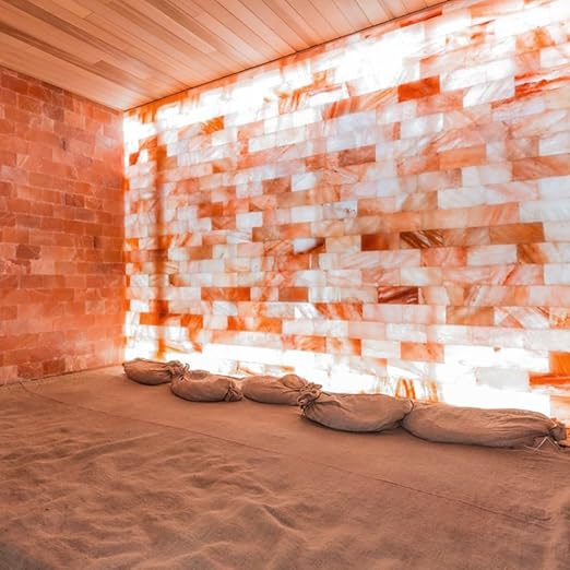 Himalayan Salt Block 8x4x1 & Pink Salt Tiles for Wall, Spa, Sauna and Home Décor (4)