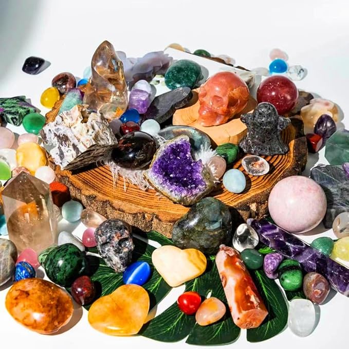 1Lb（200PCs +） Mystery Crystals and Healing Stones, Natural Healing Crystals Surprise Gift Set for Meditation, Reiki, Home Decor