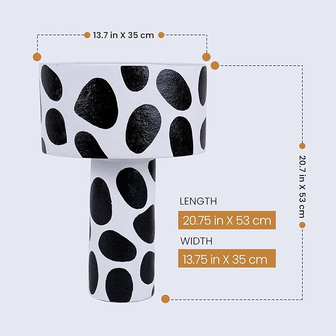 Handicrafts Home Farmhouse Black Table Lamp, 13.7x20.7 Handcrafted Paper Mache Table Lamp for Bedroom & Living Room, Bedside Nightstand Lamp, Modern Table Lamp for Side Table & Office, Home Furniture