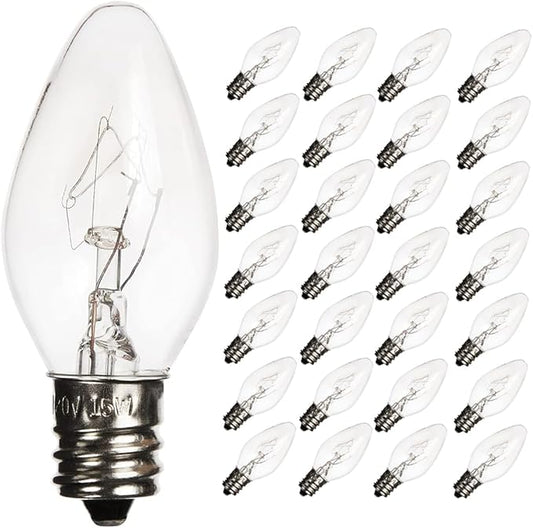28 Pack Salt Lamp Light Bulbs 15 Watt, Himalayan Salt Lamp Original Replacement Bulbs E12 Socket Long Lasting Incandescent Bulbs Warm Light