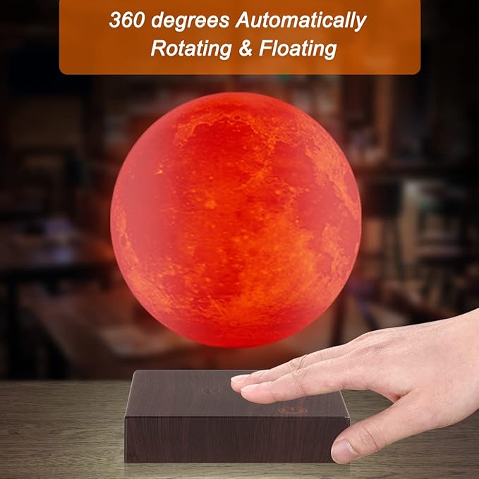 UVEHAS Levitating Moon Lamp, Floating and Spinning 3D Moon Light Magnetic Levitation Lunar Night Lights Unique Holiday Birthday Gifts Room Table Desk Decoration, 16 Colors LED Moon