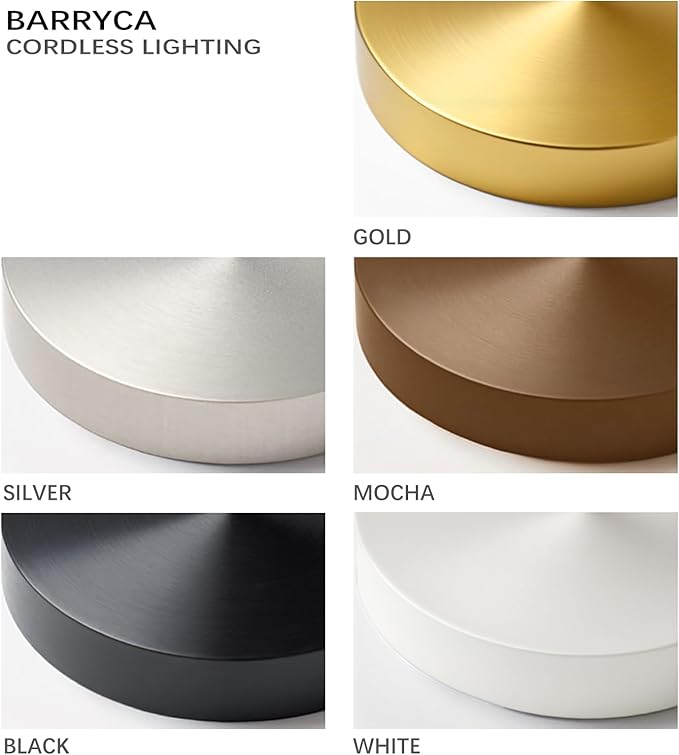 2-Pack Cordless Rechargeable Table Lamps, 3 Color Temperatures and Stepless Dimmable, IP54 Waterproof Portable Battery Operated LED Lights for Outdoor Patio Bedside Restaurant, Gold