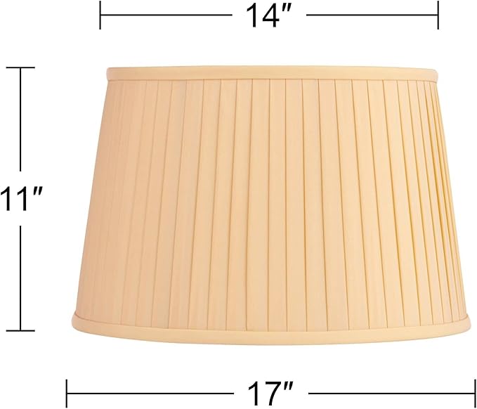 Mapo 14" Top x 17" Bottom x 11" High x 11" Slant Lamp Shade Replacement Large Yellow Drum Round Tapered Traditional Fabric Pleated Softback Washer Harp Finial - Springcrest
