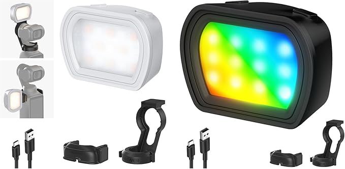 NEEWER Basics Magnetic Auxiliary Light & RGB Light Compatible with DJI OSMO Pocket 3 Creator Combo, 1.3W USB C 3 Color Mini LED Camera Fill Lighting Attachment for Selfie Vlog Video Recording