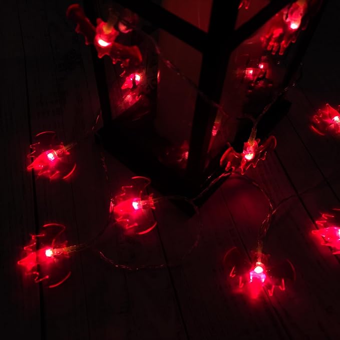 Halloween String Lights 10Ft 20 LEDs Battery Operated Outdoor Decorations Bat Lights for Halloween Party Decor