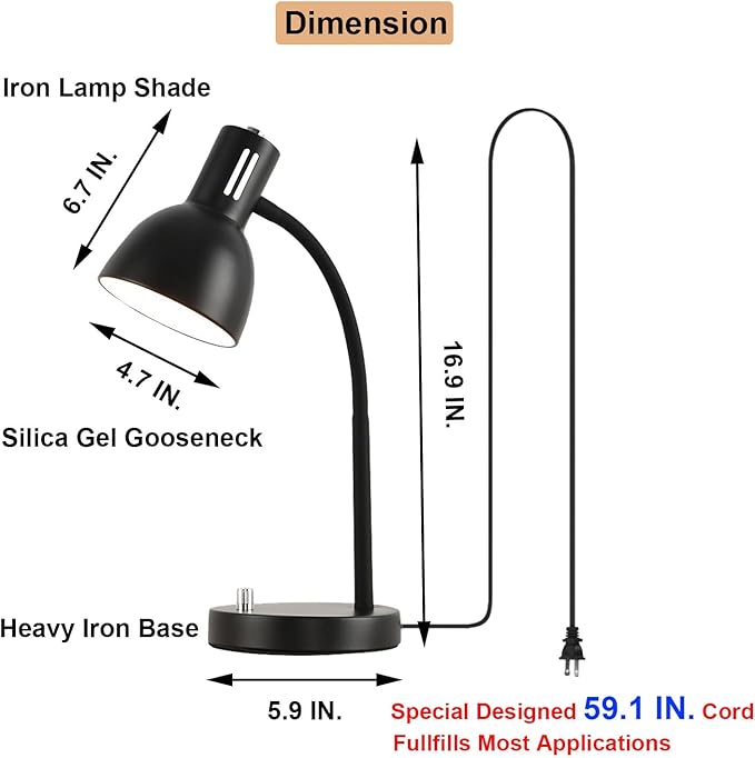 AFORTLO LED Desk Lamp,3 Color Temperature Changeable Table Lamp,Flexible Gooseneck Eye-Caring Book Reading Light for Home Office, Study, Nightlight with Bulb (Matte Black)