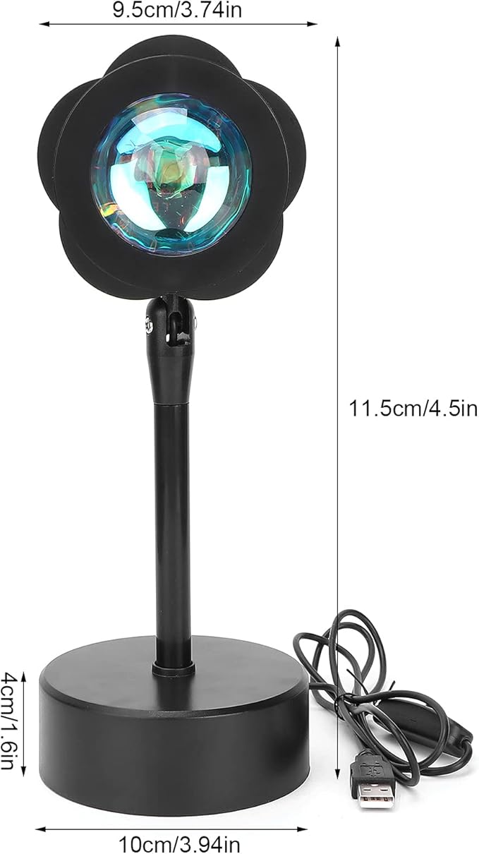 Sunset Projection Lamp, LED Atmosphere Light with 180 Degree Rotation, USB Powered Rainbow Sunset Night Light for Room Decor, Photography, Studio and Romantic Ambience (Sunset Red)