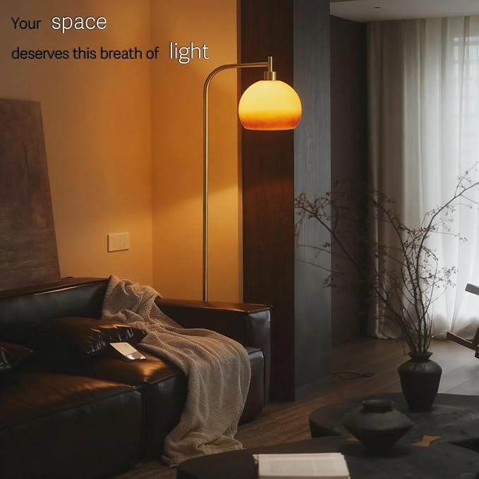 Soft Glow Decorative Floor Lamp - 67" Metal Pole Sunset Glass Lamp, Pedal Switch & E26 Bulb, Perfect for Bedroom Living Room Office Scandinavian/Minimalist/Contemporary Interiors