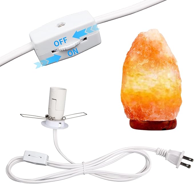 Himalayan Salt Lamp Cord, Christmas Bulb,Salt Lamp Cord with Dimmer Control and Base Assembly,6 Feet,E12 Base for Himalayan Salt Lampsand with 2 Free 7W Bulbs (White)