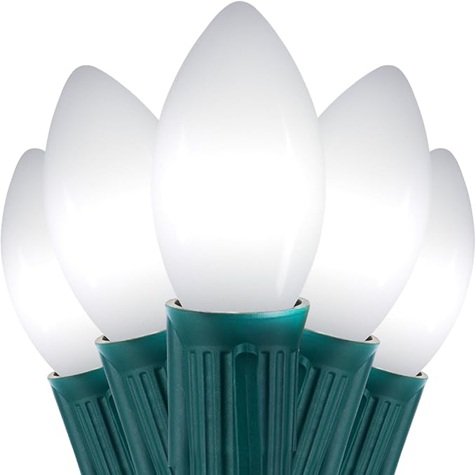 Vintage C9 LED Christmas Lights Outdoor, 100 Feet C9 String Lights with 50 Shatterproof C9 Bulbs, Waterproof Connectable Christmas Tree Lights for Outside Roofline Patio Xmas Decorations, Pure White