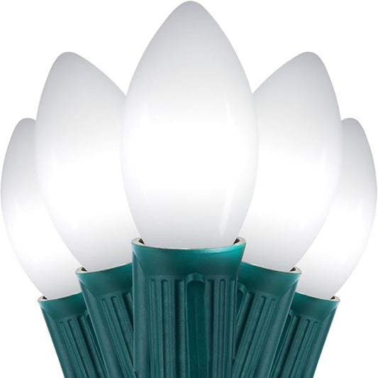 Vintage C9 LED Christmas Lights Outdoor, 100 Feet C9 String Lights with 50 Shatterproof C9 Bulbs, Waterproof Connectable Christmas Tree Lights for Outside Roofline Patio Xmas Decorations, Pure White