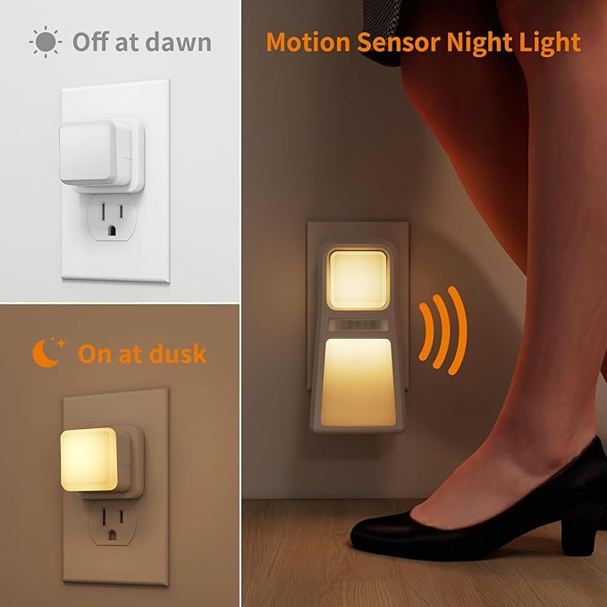 Dawnrise 2 Pack 5-in-1 Power Failure Night Light, Multifunctional Rechargeable Motion Sensor Night Lights, Plug in Night Lights, Emergency Lights for Home, Flashlights for Blackout,Hurricane
