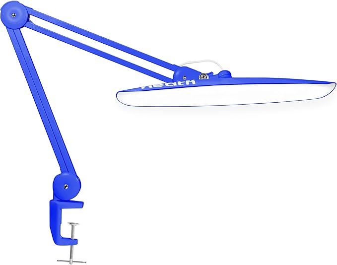 Neatfi XL LED Desk Lamp with Clamp, 2200 Lumens, 24W, 20-Inch Wide Head, Dimmable 4 Brightness Levels, Task Light for Home Office, Crafts, Workbench (Non-CCT, Sapphire Blue)