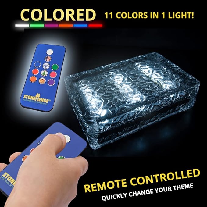6x9 Colored Solar Powered Paver Light, 11 Colors in 1 Light, Driveways, Walkways, Patios, DIY Easy Install, No Wiring, Up to 7,000 lbs of vehicular Traffic